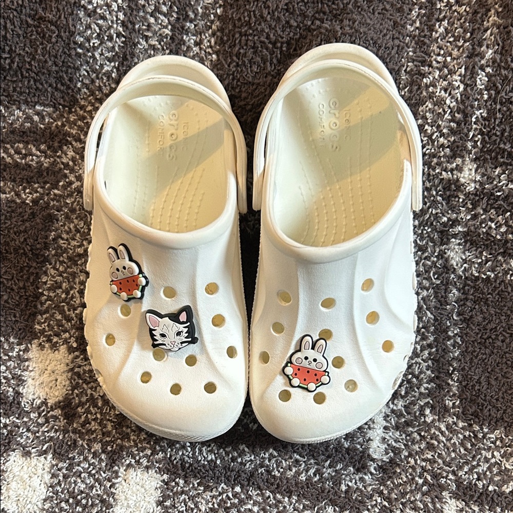 CROCS Kids White Sandals with Fun Charms